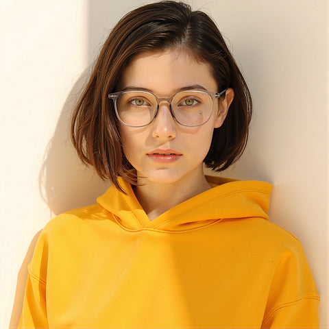 Grey Transparent Full Rim Round LA E13068